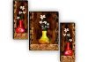 SAF paintings Set of 3 Preety Flower Pot UV Textured Self adeshive Paintings for living room with frame Painting 18 Inch X 12 Inch SAF-JM4951