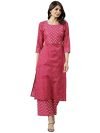 ANNI DESIGNER Women’s Cotton Blend Printed Straight Kurta with Palazzo (Pimpli Pink_S_Pink_Small)