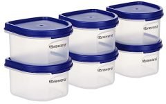 Floraware Food Safe Modular Plastic Storage Containers, Storage Jar with Lid, BPA Free, 250ML (Blue, 8)