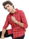 KETCH Men’s Checkered Slim Fit Shirt (KHSH000872_RED/White XS)
