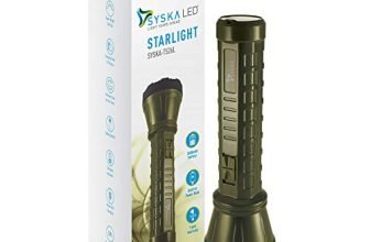 Syska Starlight 5W Micro Usb Rechargeable Emergency Light With 2600Mah Built-In Power Bank (Black-Green)