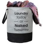 Kuber Industries Round Non Woven Fabric Foldable Laundry Basket|Toy Storage Basket|Cloth Storage Basket With Handles| Capicity 45 Ltr (Grey & Black)-KUBMART11446