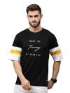 Juari Be A Gentleman Loss Fit Half Sleeve Black Streetwear T Shirt For Man T-Shirt For Men (Medium, Black)