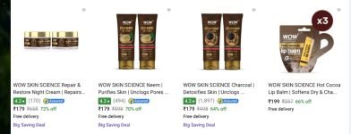 Min. 60% Off On Wow Skin Science Beauty Products Starts @179.