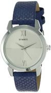 Amazon Brand – Symbol Women Faux Leather Analog Silver Dial Watch-Az-Syw14-E, Band Color-Blue
