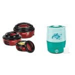 Milton Ernesto Inner Casserole Set of 3 (420 ml, 850 ml, 1.43 litres), Red | Easy to Carry | Serving | Stackable | Microwave Safe & Milton New Kool Rover 12 Insulated Water Jug, 11 litres, Turquoise