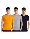 Cazibe Men’S Plain Regular Fit T-Shirt (Pack Of 3) (Cz11101_Navy/Grey/Mustard M)