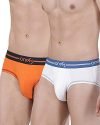 One8 By Virat Kohli Men’S Cotton Brief (Pack Of 2) (203D-White/Orange_White/Orange_Small_White/Orange_S)