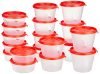 Amazon Brand – Solimo Nestable & Stackable Polypropylene Container Set, Round, Set of 18, Red
