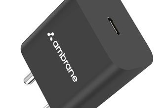 Ambrane 20W Type C Mobile Charger Adapter, Fast Charging for Android, iPhone 14/13,13/12/11/X & Pro, Max Series & Other Type C Enabled Devices, PD Technology, BIS Certified (Raap M20, Black)