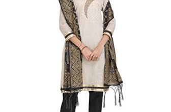 Ethnicjunction Women’S Chanderi Zari Checks Khatli Handwork Salwar Suit Dress Material With Banarasi Dupatta (Grey)