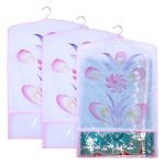 Kuber Industries Hanging Saree Cover | Brush Painting Pattern Saree Cover | Non-Woven Saree Covers for Home | Saree Cover with Small Transparent view | Pack of 3 | Pink
