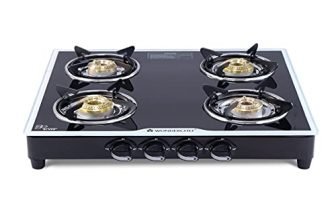 Wonderchef Platinum 4 Burner Manual Glass Cooktop | 6Mm Toughened Glass Cooktop | Stainless Steel Drip Tray | Anti-Skid Legs | Large Pan Support | Manual Ignition | Black Steel Frame | 2 Year Warranty | Black