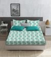 Status Contract Spring Summer Collection-2024 Cotton Feel Double Bedsheet With 2 Pillow Covers For Bed Room, Home, Hotel-120 Gsm (Green Floral)