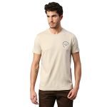 Dennis Lingo Men’s Pure Cotton Printed Half Sleeves Casual T-Shirt (Beige)