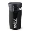 Cello Monty Vacuum Insulated | Travel Coffee Mug Hot and Cold with Lid | Double Walled Carry Flask for Travel, Home, Office, School | 300ml, Black (Stainless Steel)