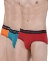 One8 By Virat Kohli Men’S Solid Brief (203R1_Brick Red/Orange/Sea Green_Small)