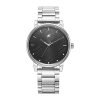 Fastrack Men Metal Analog Black Dial Casual Watch, Band Color-Silver