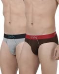 One8 By Virat Kohli Men’S Regular Solid Briefs (102H_Grey Mellange/Brown_M)