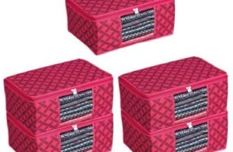 Perpetual Saree Organizer For Wardrobe – Foldable Saree Covers With Zip, Multipurpose Storage Bag For Suit, Lehanga, Dress Packing With Transparent Window Pack Of 3 (Rdkc)