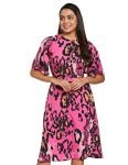 plusS Women’s Polyester Classic Knee Length Casual Dress (LDR5617- BARBERRYPRT_M)