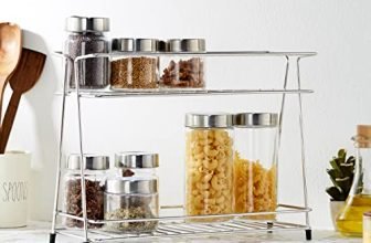 Amazon Brand – Solimo Two-Tier Kitchen Rack, Stainless Steel (36 Cm X 29 Cm X 16 Cm), Tiered Shelf