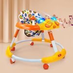 Dash Kitty Baby Walker With Music With Rotation Wheels & High Back Rest (Orange)