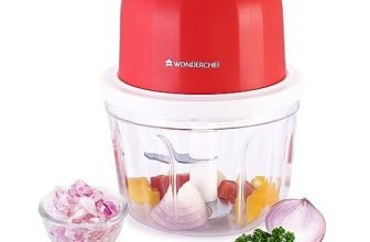 Wonderchef Zippy Rechargeable Wireless Electric Cordless Chopper, Stainless Steel Blades, One Touch Operation, 10 Seconds Chopping, Mincing Vegetable, Meat – 350 Ml, 30 Watts, 1 Year Warranty