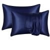 CASA-NEST Satin Silk Pillow Cover 2 Piece|Silk Pillow Covers with Envelope Closure end Design|Silk Pillow Cases 30X18 INCH (Blue)