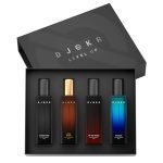 Djokr Perfume Gift Set for Men Pack of 4×20 ML | Eau De Parfum | Premium Luxury Long Lasting Fragrance Spray | Signature, On The Rocks, Oud Wood, Marine (4×20 ml)