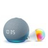 Amazon Echo Dot (4th Gen, Blue) with clock combo with Wipro Simple Setup 9W LED Smart Color Bulb
