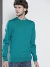 Tommy Hilfiger Solid Round Neck Casual Men Blue Sweater