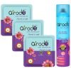 Airodo Pocket Gel Air Freshener, Floral Crush Air Freshner Power Pocket Gel (3) And Room Freshener Bottle(1) Combo Pack With Dual Technology | All In One| (Pack Of 04) (Floral)