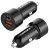 Ambrane 60W Fast Car Charger with Dual Output, 60W Total (30W USB + 30W Type C PD) Fast Charging Compatible with All Cars for iPhone & Android Smartphones and Tablets (ACC60, Black)