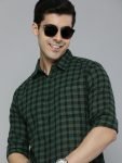Here&Now Men Checkered Casual Green Shirt