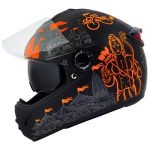 Steelbird SBH-34 Jai Shree Ram Reflective ISI Certified Full Face Graphic Helmet for Men and Women with Inner Smoke Sun Shield (Medium 580 MM, Matt Black)