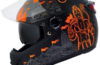 Steelbird SBH-34 Jai Shree Ram Reflective ISI Certified Full Face Graphic Helmet for Men and Women with Inner Smoke Sun Shield (Medium 580 MM, Matt Black)