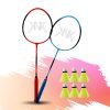 KNK Single Shaft Badminton Set of 2 Pc with Nylon Shutltecock Badminton Cover (Set 2 Shuttle 6PC)