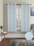 Vorhang Knitting Foil Curtains | 160 Gsm | Window – 5 Feet | Pack Of 2 | Bedroom Living Room Kids Room | Plain Window Curtain |Light Blue