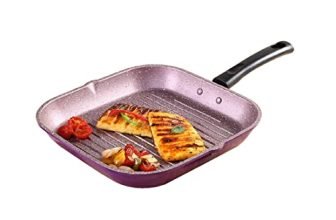 Wonderchef Valencia Non-Stick Grill Pan | Cool Touch Bakelite Handle | Pure Grade Aluminium| Pfoa Free| Size 24 Cm | 1.5 Litres Capacity | 1 Year Warranty | Purple