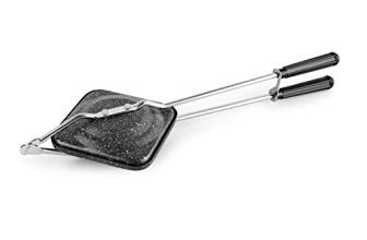 Cello Prima Non-Stick Aluminium Sandwich Toaster With Spatter| Compatibility With Gas Stoves | Flame-Proof Design | Heat-Resistant Handle | Sandwich Maker | Sandwich Toaster | Black