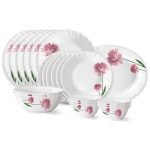 Larah By Borosil Nargis Fluted Series Opalware Dinner Set | 21 Pieces For Family Of 6 | Microwave & Dishwasher Safe | Bone-Ash Free | Crockery Set For Dining & Gifting | Plates & Bowls | White