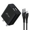 pTron Volta 12W Dual Port USB Wall Charger with 1M Micro USB Cable, Multi-Layer Protection, Made in India, BIS Certified, Fast Charging Adaptor for All iOS & Android Devices (Black)