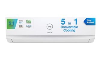 Godrej 1.5 Ton 3 Star, 5-In-1 Convertible Cooling, Inverter Split Ac (Copper, Heavy-Duty Cooling At 52 Deg Celcius, 2023 Model, Ac 1.5T Ei 18Tinv3R32 Wwd, White)