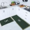 Status Contract Set Of Runner & Mat Kitchen Decor | Anti-Skid Rubber Kitchen Floor Mat | Napa Skin Super Absorbent Non Slip Mat – Floor Rug | Waterproof Kitchen Mat | (Green) (Rr-120X40,Dm-38X58 Cm)