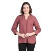 BLUEBIRDY Women’s Moss Mandarin Neck Top for Office College Casual Wear Party Top with 3/4 Sleeves Wine Red M