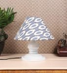 Tu Casa -TC-97.-.Height-10.-.Ikat printShade.-.with Metal Base Table Lamp (B-22 – Brass Holder-Bulb NOT Included).-Bed Switch-Included, White, L * W * H (10x10x10 Inches)