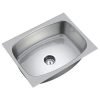 CROCODILE 304 Grade Traditional Design Glossy Finish Single Bowl Kitchen Sink (Silver, 18″x 16″ x 8″)