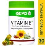 Oziva Plant Based Vitamin E, With Sunflower, Aloe Vera & Argan Oil, For Face & Hair(30 Capsules)