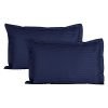 Home Elite Luxurious Sateen Striped Pillow Cover/Case Set (2 Pcs) 210 Thread Count – Navy Blue